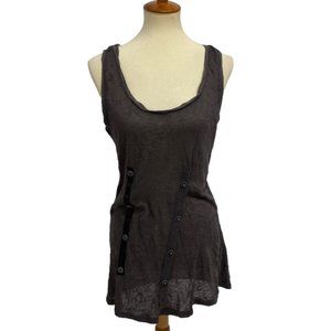 Ricochet Women's Sleeveless Sheer Dark Gray Scoop Neck Blouse Size 10